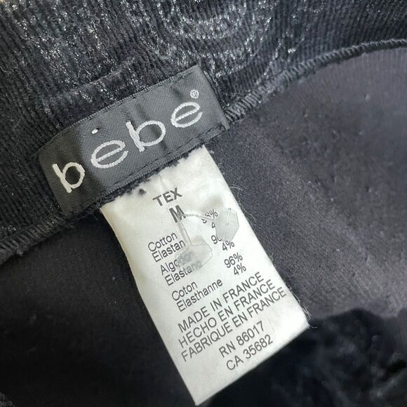 Vintage 90s Y2K Bebe Flare Leg Pants Size M Black Gray Metallic Eagle Low Rise - Picture 7 of 7